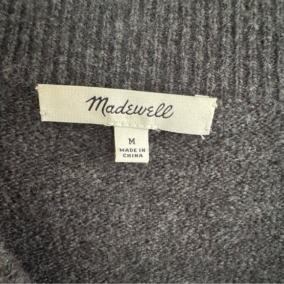 Madewell Dotted Bartlett V-Neck Pullover Sweater in Coziest Yarn Grey White M - Picture 7 of 8
